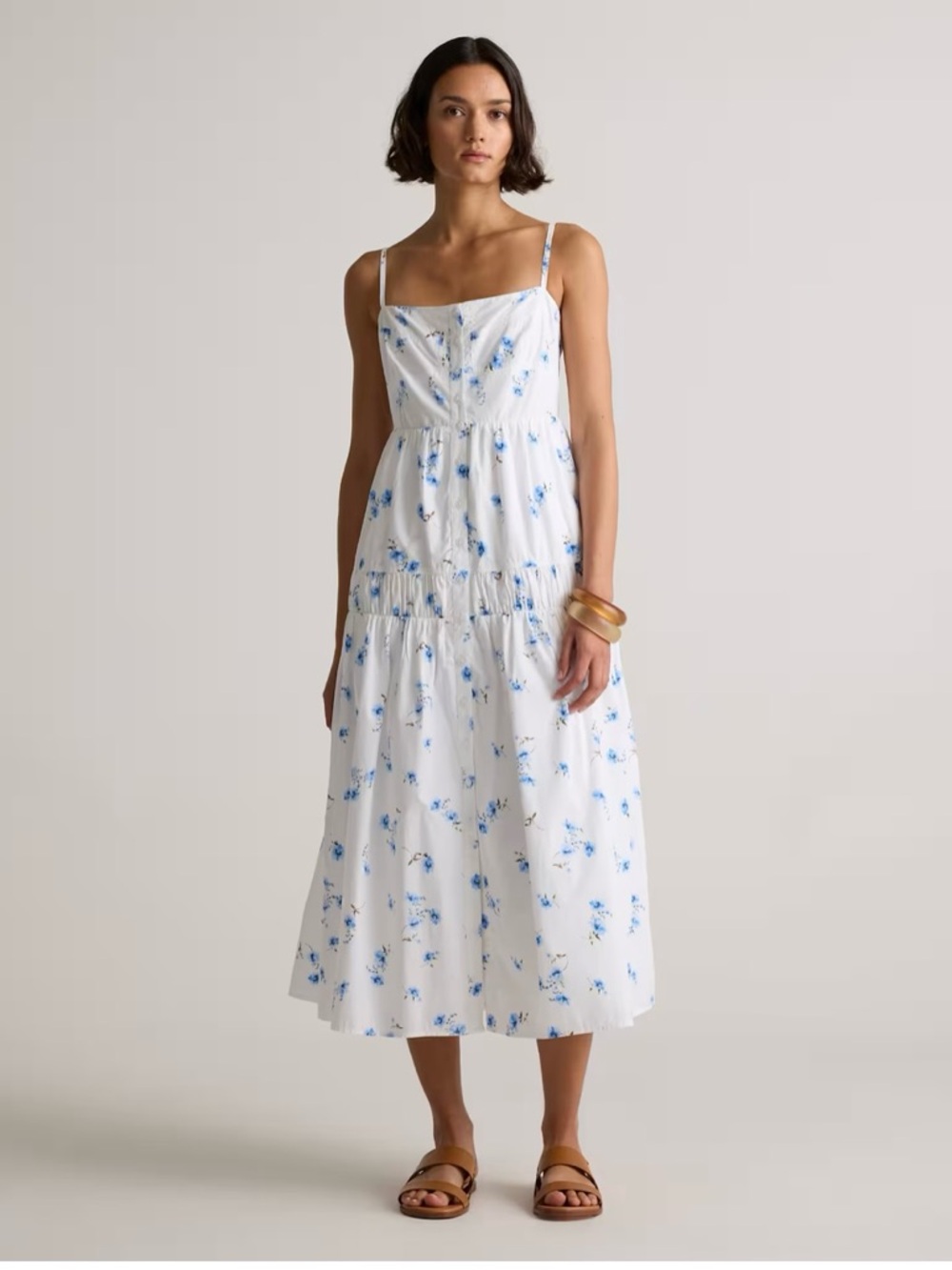 Quince 100% Organic Cotton Poplin Spaghetti Strap Maxi Dress